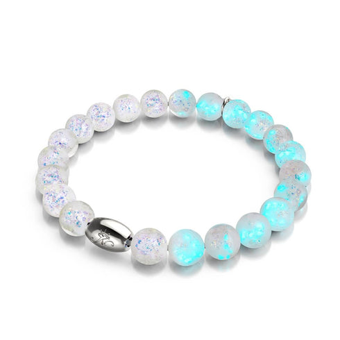 Regenbogenweiß | 925 Sterling Silber | Feuerwerk Glasarmband